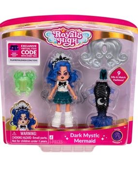 Royale High 3" Dark Mystic Mermaid Fashion Doll + 9 Accessories & Code NEW